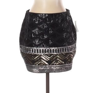 Express Black Metallic Embellished Mini Skirt